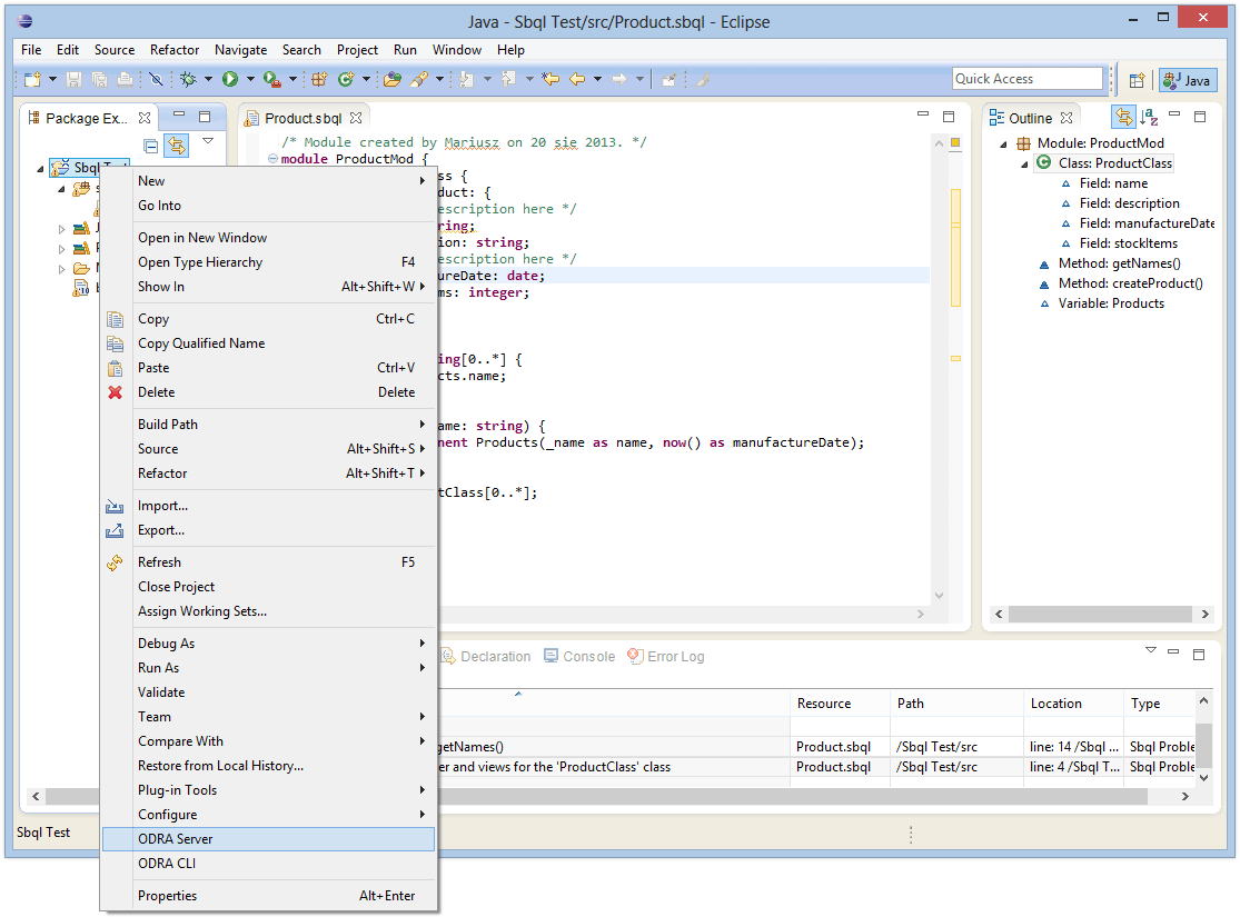 ODRA eIDE2 connecting to ODRA DB Server